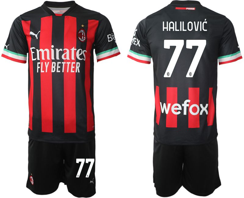 Men 2022-2023 Club Ac Milan home black #77 Soccer Jersey->ac milan jersey->Soccer Club Jersey
